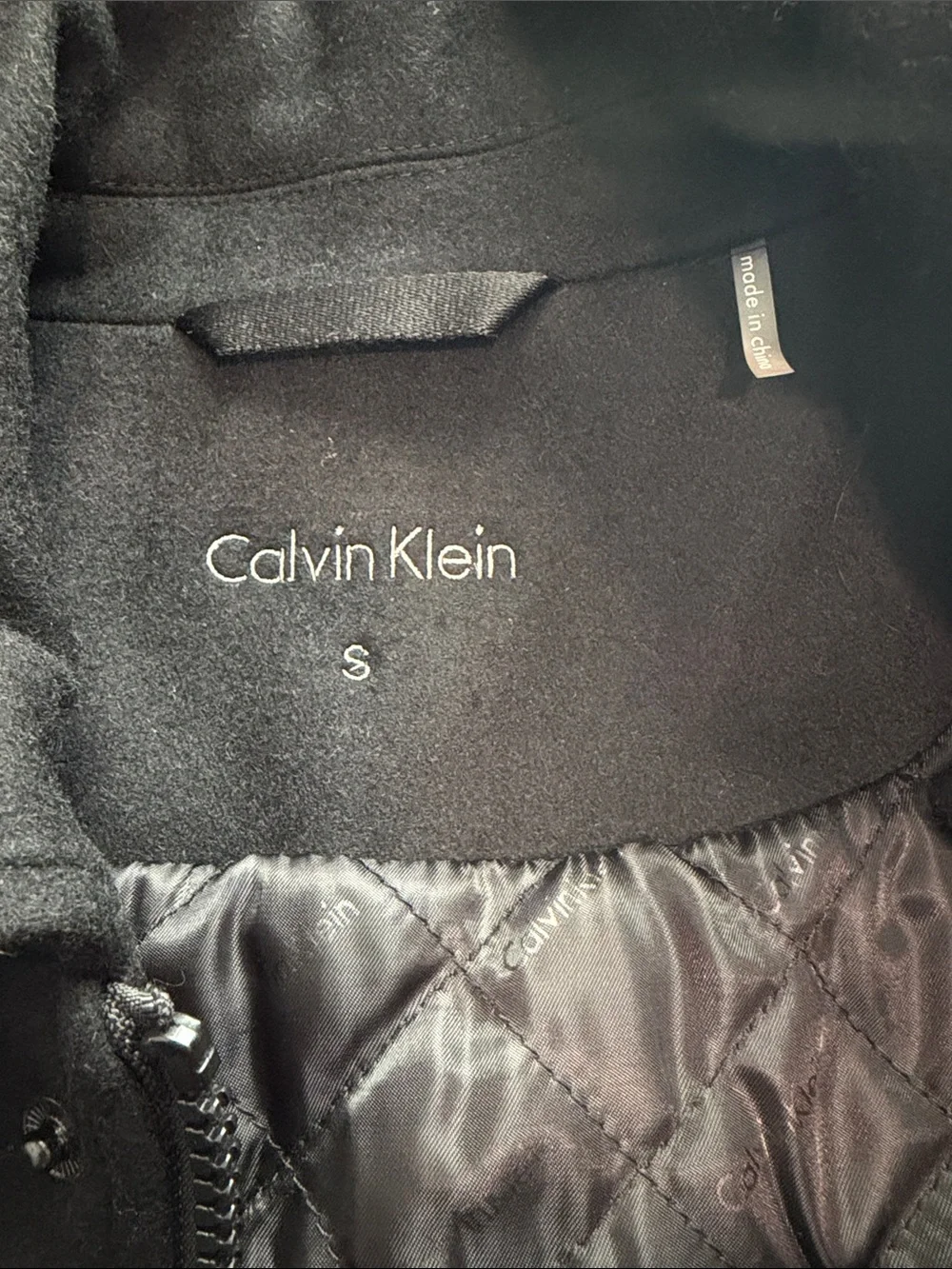 Calvin Klein Black Quilted-Lined Men's Pea Coat